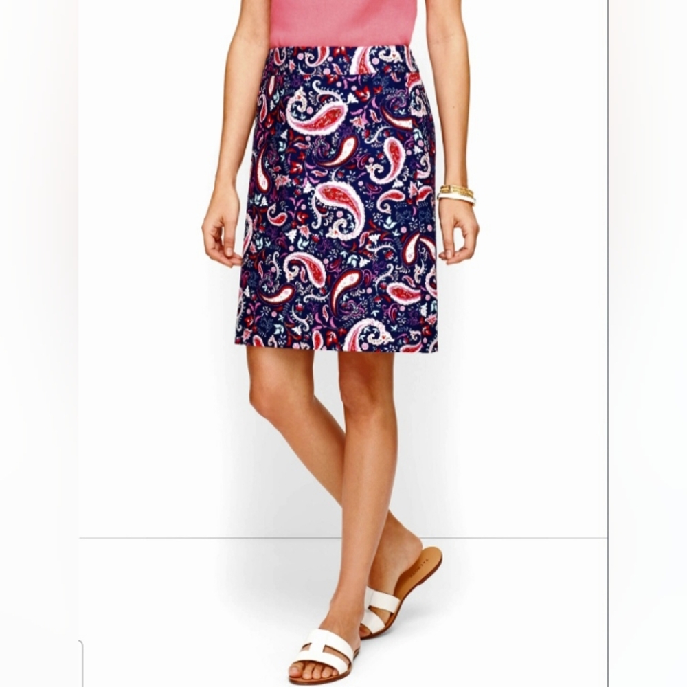 Talbots Paisley Watercolor Canvas A-Line Skirt, Size 2